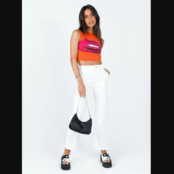 Princess Polly Jeremiah White Denim Relaxed Fit Cargo Straight Leg Jeans 4 - Picture 2 of 7